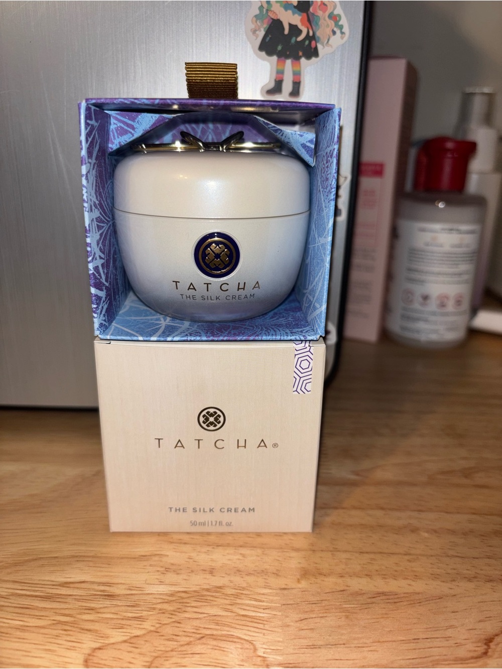 Tatcha Silk Cream Jar in White and Gold Accents